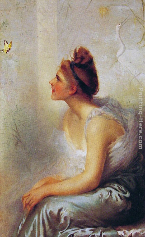 Beauty and the Butterfly painting - Vittorio Matteo Corcos Beauty and the Butterfly art painting